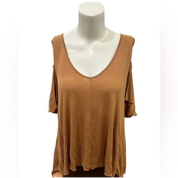 Free People Bittersweet cold shoulder tee small tan - Picture 5 of 9
